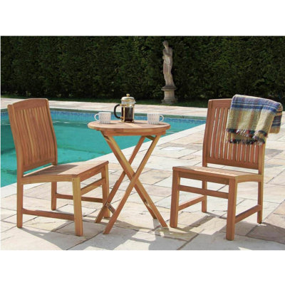 Bethzy 2 - Person Teak Wood Patio Dining Set with Round Table