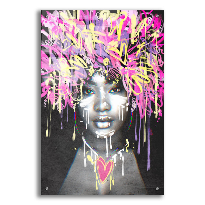  «Graffiti cheveux» par Svetlana Aleynikova, art mural en verre acrylique, 24 po x 36 po