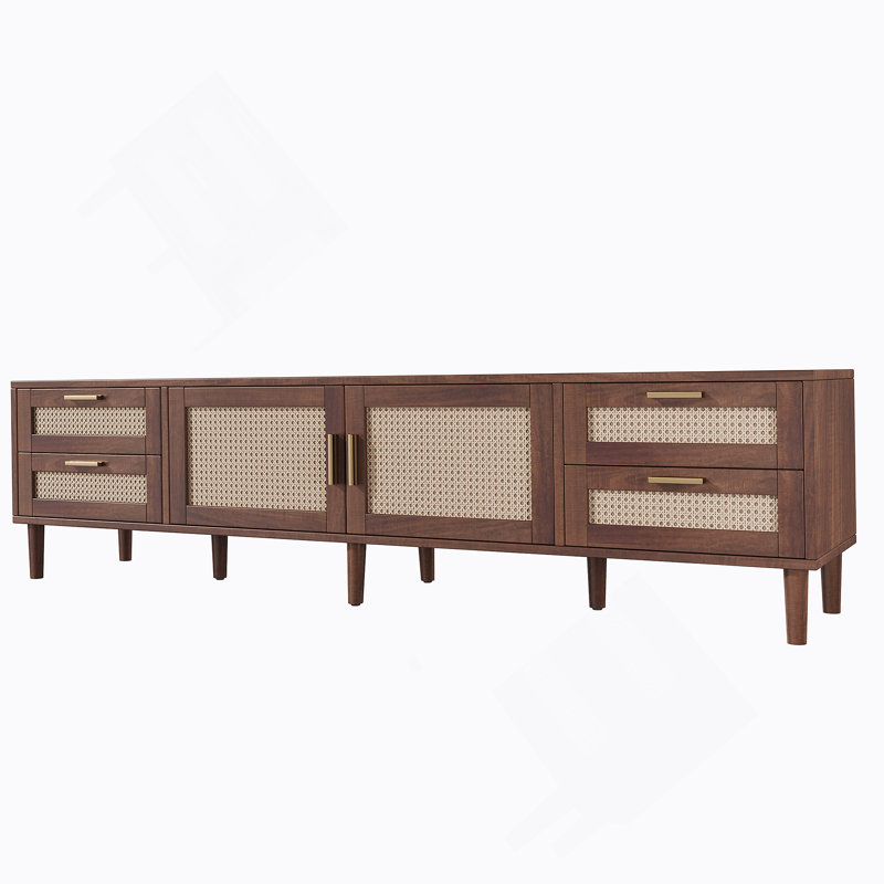 Meuble télé pour téléviseur de 85 po ou moins, console multimédia avec 4 tiroirs pour le salon
