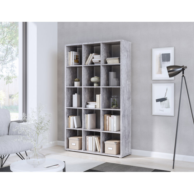 Paterson 176.3cm H x 107.2cm W Cube Bookcase, Grey