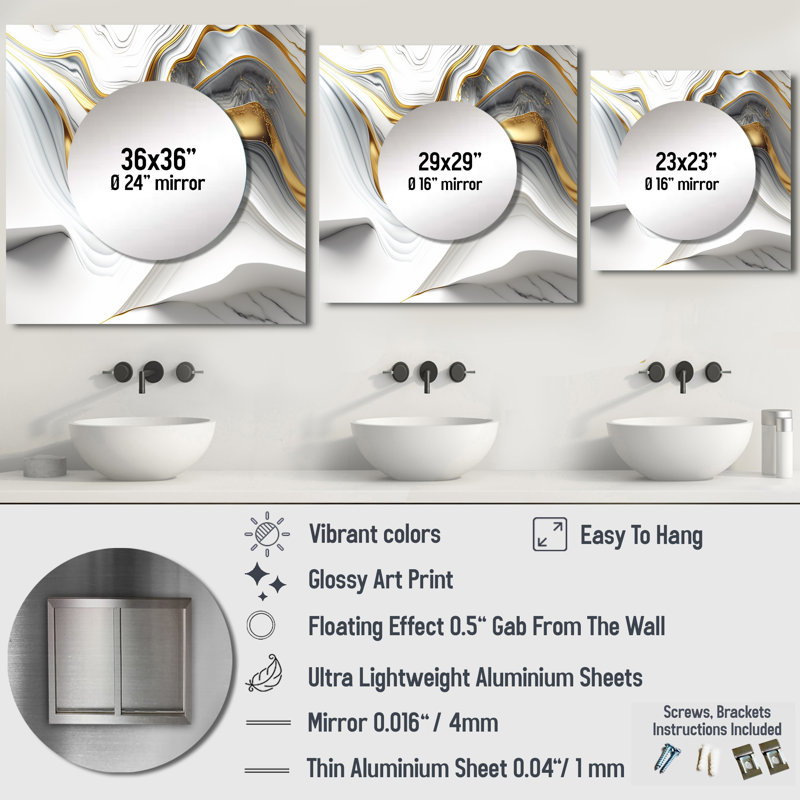 Milvi - Miroir carré abstrait pour décoration murale, 29 po x 29 po