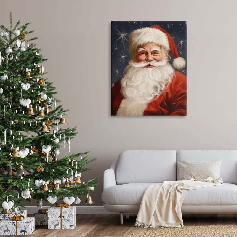 «Sourire père Noël», art mural sur toile par Ramona Murdock, H 48 po x l 36 po
