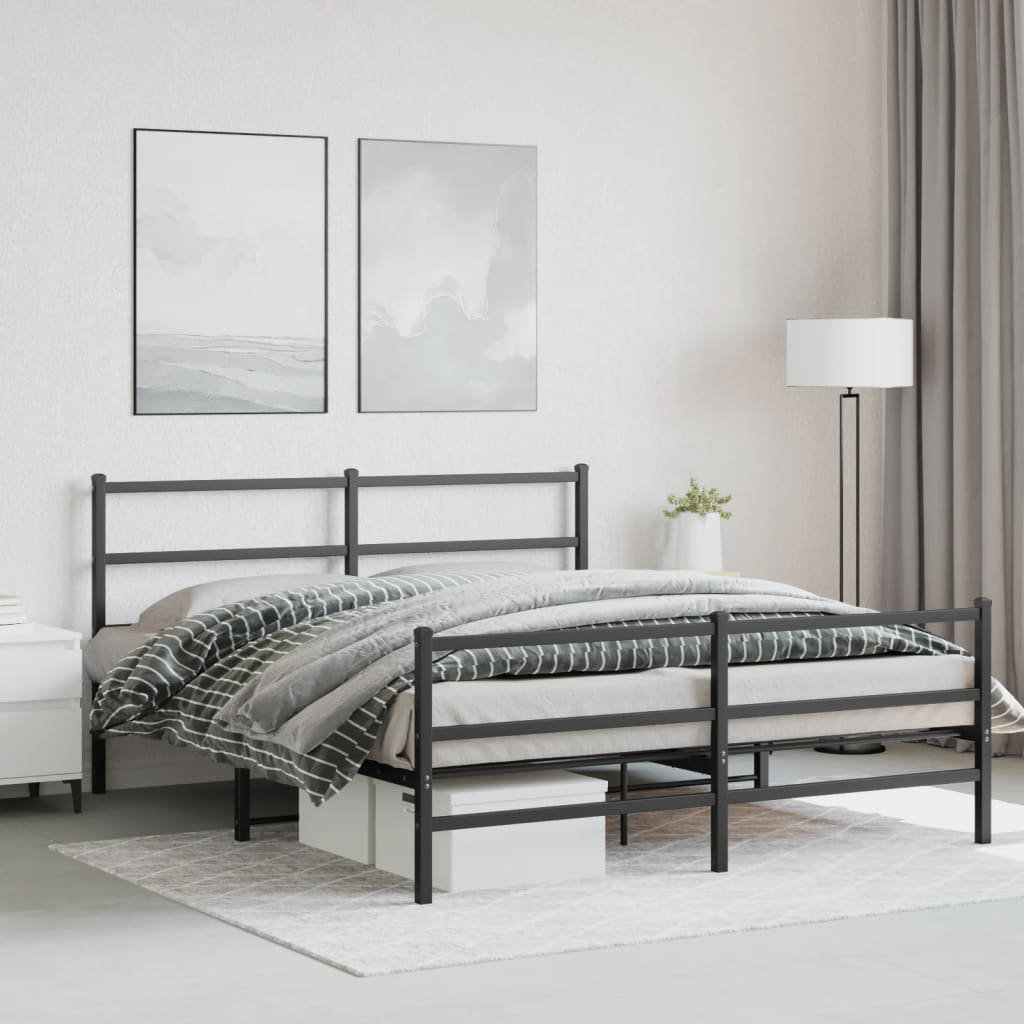 VIDAXL Metal Bed Frame Black 160x200cm - Image 3