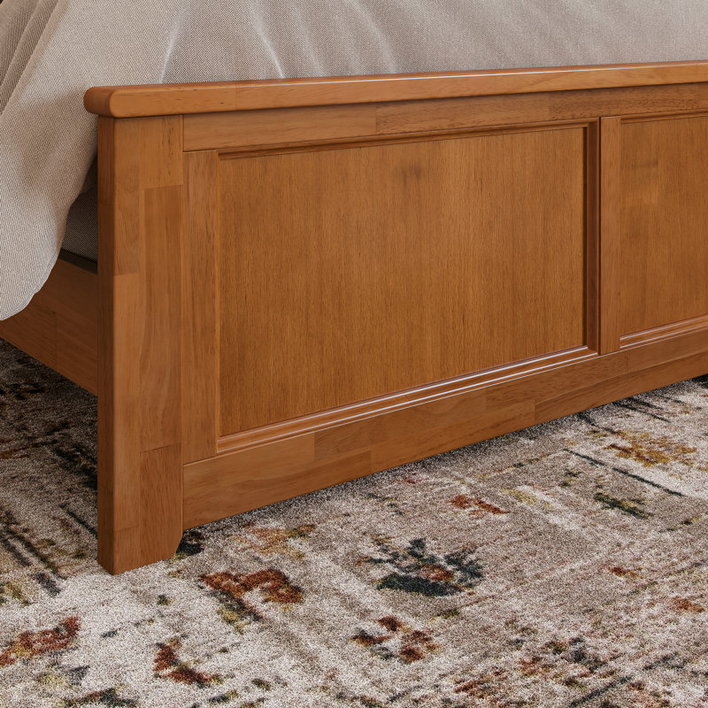 Marshallville Solid Wood Low Profile Platform Bed with Matching Footboard, Queen, Light Toffee