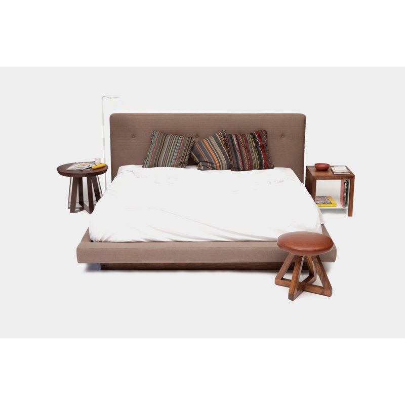 LRG Upholstered Platform Bed, Queen, Earth Natural
