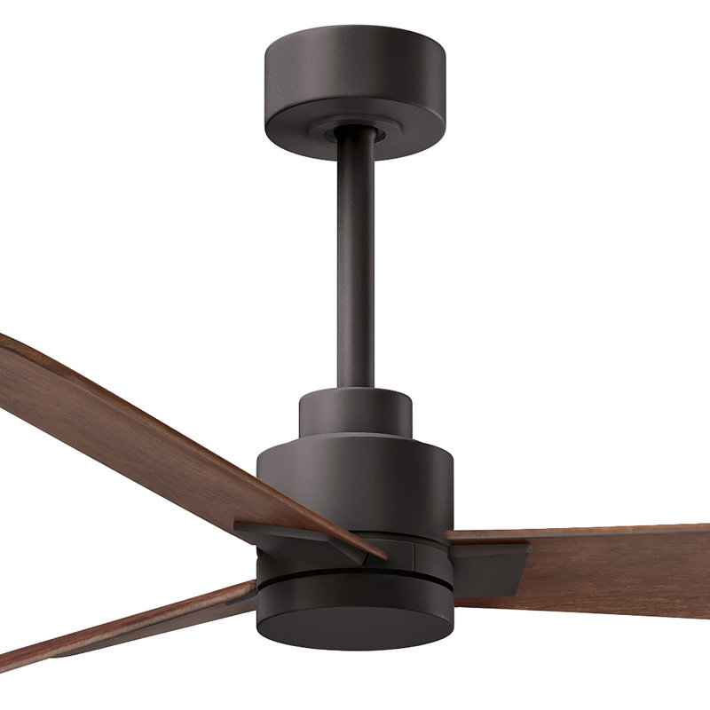 Alessandra Outdoor Downrod Ceiling Fan, Walnut, Textured Bronze