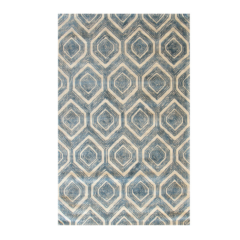 Tapis extérieur ivoire en laine touffeté à la main Sandbach, Rectangle 8 pi 9 po x 11 pi 9 po