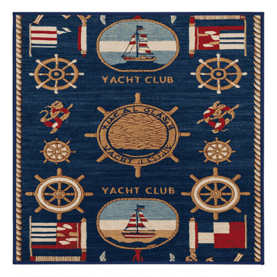 Machine Washable Transportation Blue Area Rug