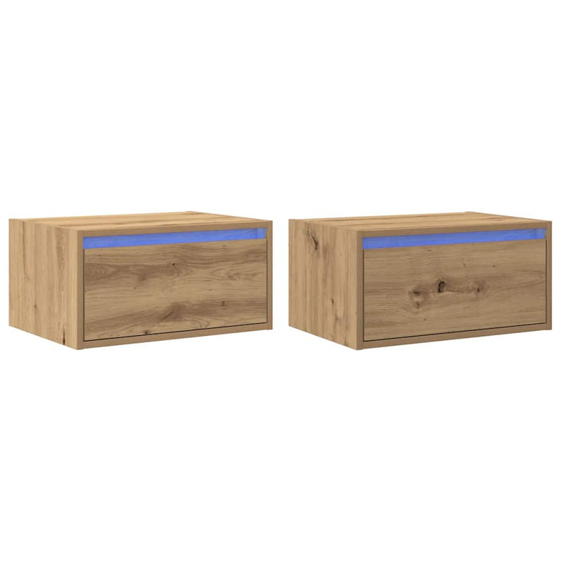 Darshay 51cm W Manufactured Wood Bedside Table, 2, Artisan Oak