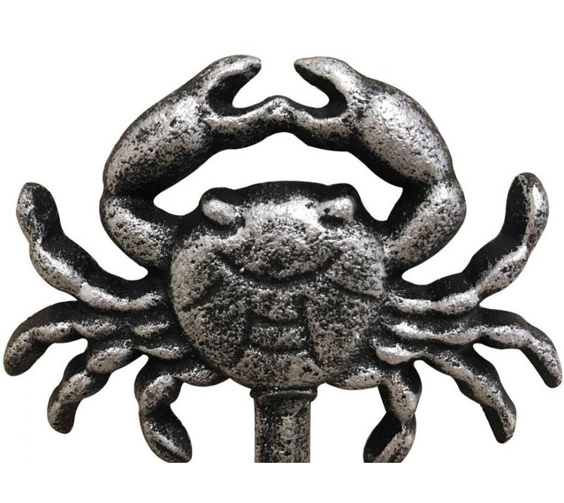 Crochet mural crabe Jonette, Argent rustique
