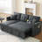 Sectional Bed With Port, Chaise Storage, 3 In Gray Velvet Couch Pull Out And Socket