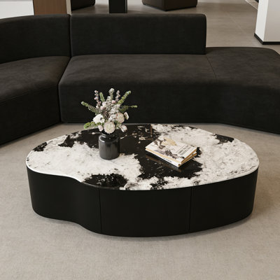 Table basse haut de gamme en verre trempé avec tiroir
