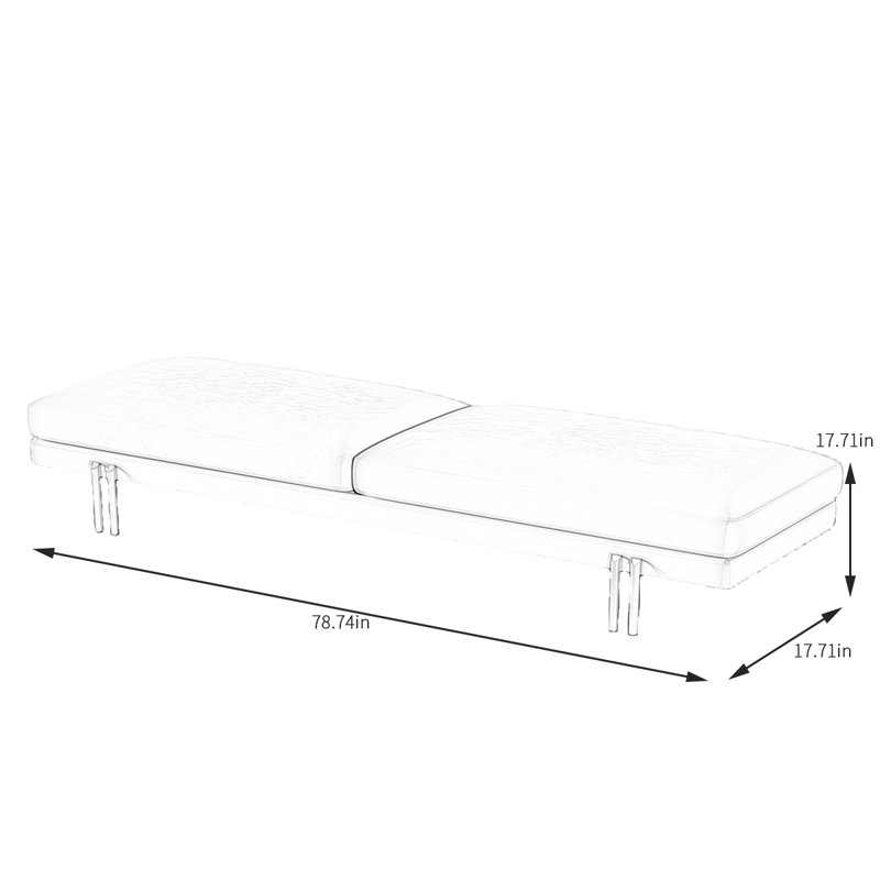 Banc rembourré Latanya, H 17,71 po x l 78,74 po x P 17,71 po, Crème