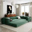 Canapé-lit modulaire en L moderne à 4 places avec coussin en velours côtelé double, vert