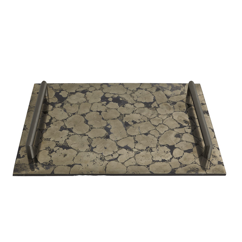 Pyrite Tray W/Bronze Handles