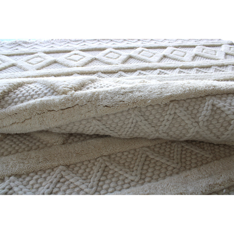Tapis ivoire marocain de haute qualité noué à la main, Rectangle 6 pi x 9 pi