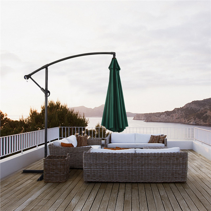 300cm D Patio Offset Umbrella, Dark Green