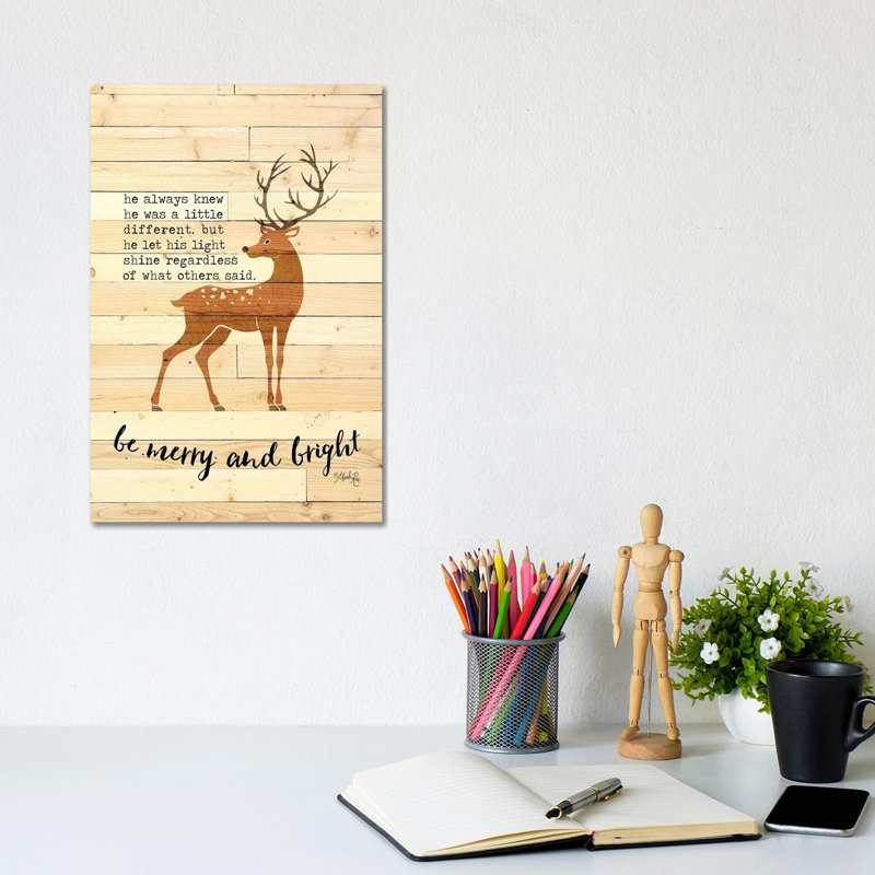 Be Merry And Bright Deer by Marla Rae - Wrapped Canvas Print, 20.32 cm H x 30.48 cm W