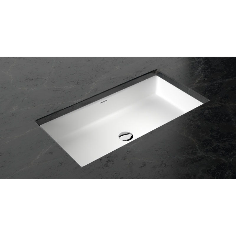 Badeloft 31.4" x 16.7" Stone Resin Undermount Bathroom Sink UB-05-L-M in Matte White, Matte White