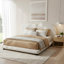 Structure de lit tapissier extra épais avec tête de lit fendue luxueuse, tissu molletonné Teddy, 800 lb, robuste, facile à assembler, blanc, très grand-133673711