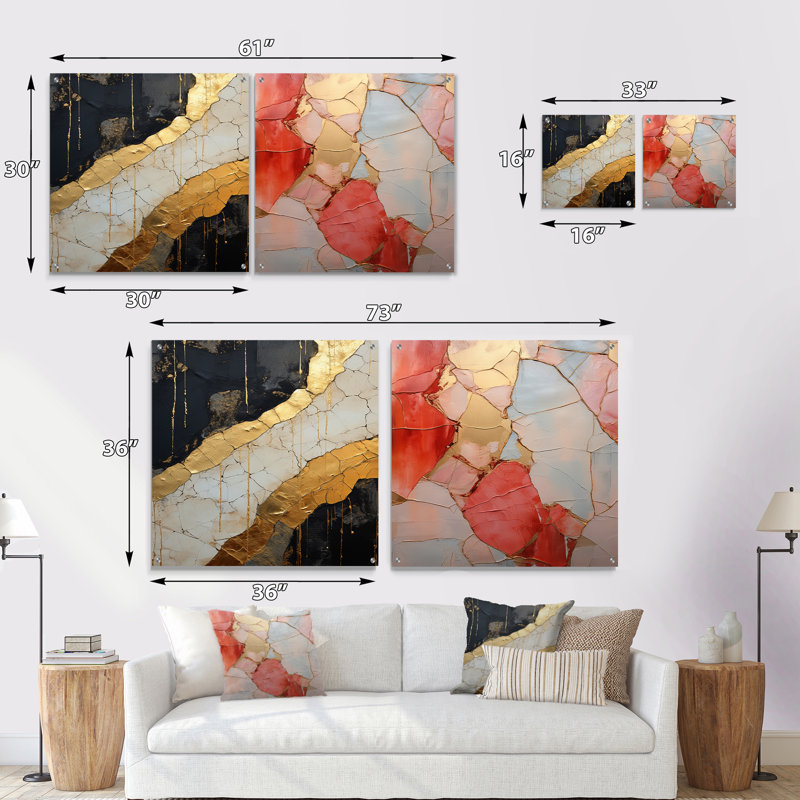 «Black Gold Ororned Poteries V» - ensemble de 2 peintures murales en acrylique à spirales abstraites, H 16 po x l 33 po