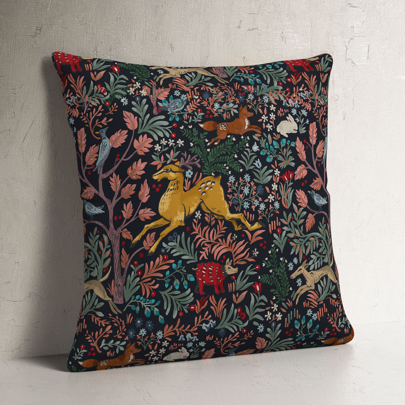 Foxe Decorative Outdoor Square Pillow Cover & Insert, 18" x 18", Frolic Navy