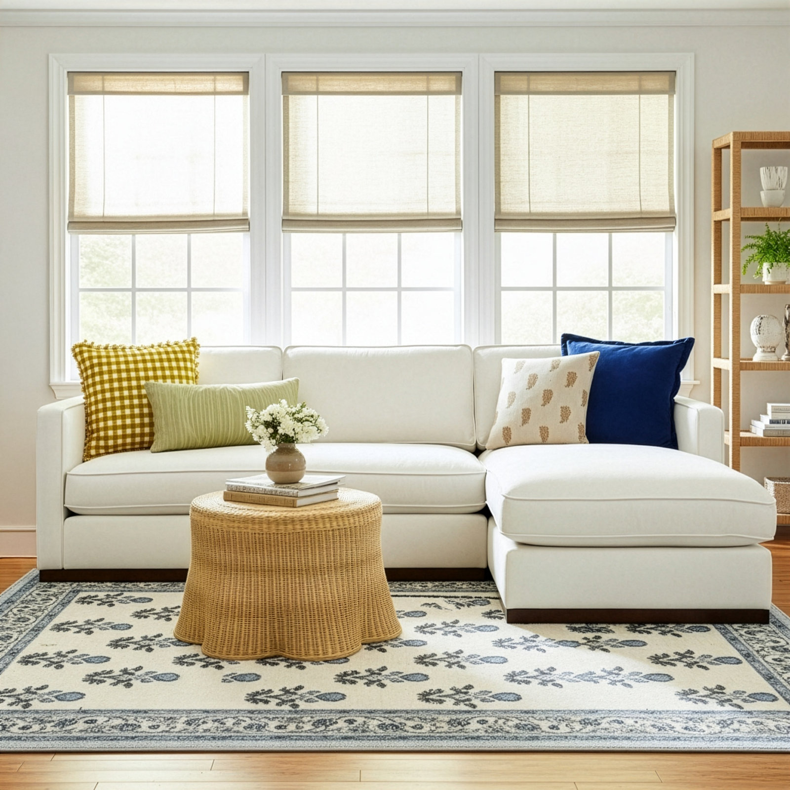 Bobbi Upholstered Chaise L-Sectional, Flannigan Cotton White Performance Weave, Left Hand Facing