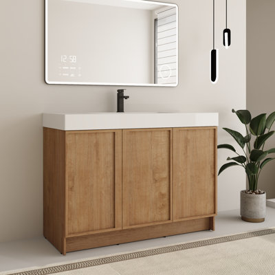 Ensemble de meuble-lavabo simple autoportant 48 po avec plateau en résine Ithran