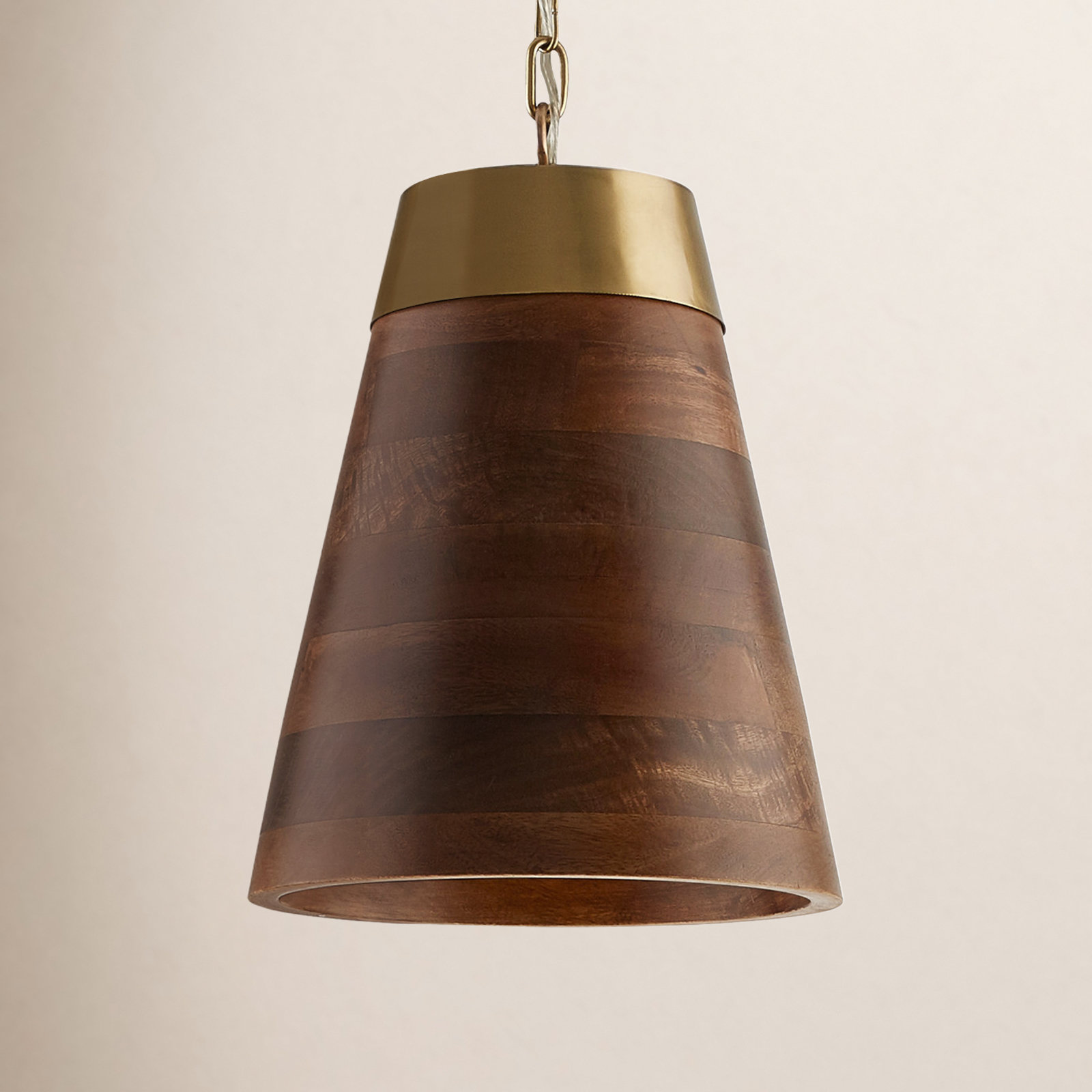 Single Light Solid Wood Dimmable Pendant