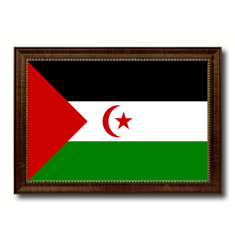 « sahrawi arab democratic republic flag », impression sur toile encadrée, H 15 po x l 21 po x P 1 po, Encadrement brun