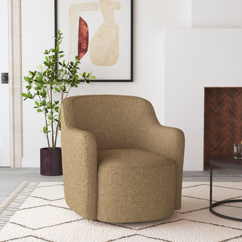 Fauteuil pivotant rembourré Brentleigh, Chenille brun clair