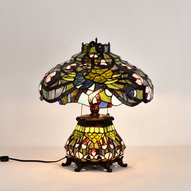 Lampe de table de style lanterne à motif de paon 23 po Pieper