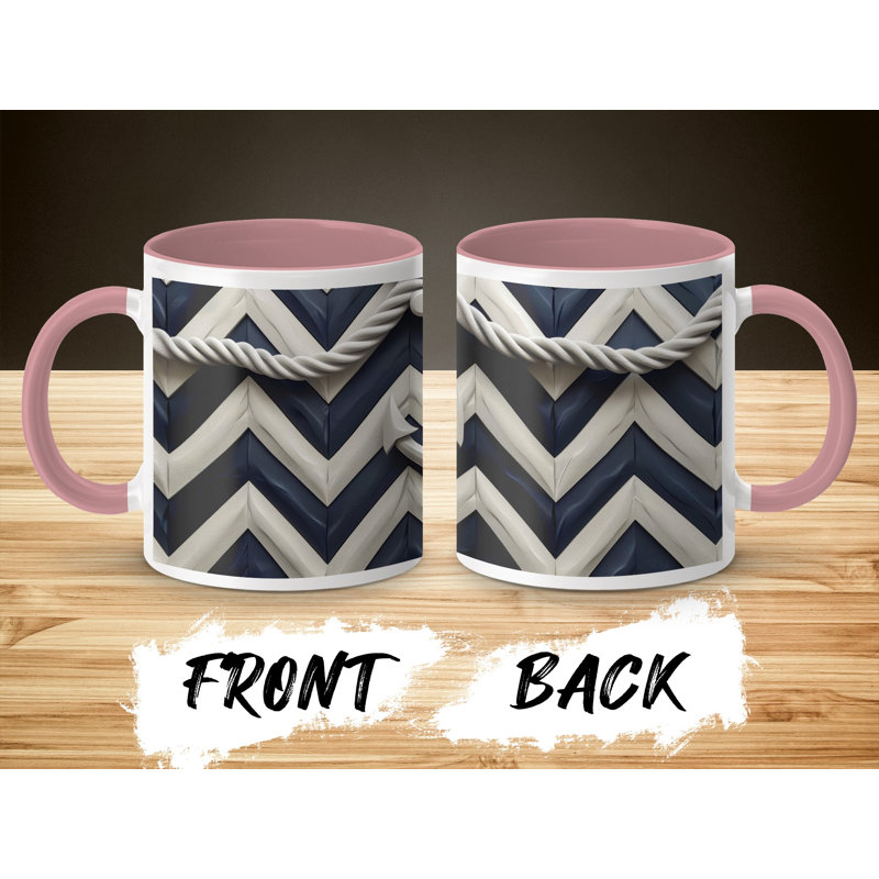 Chevron 11oz Accent Coffee Mug, Pink