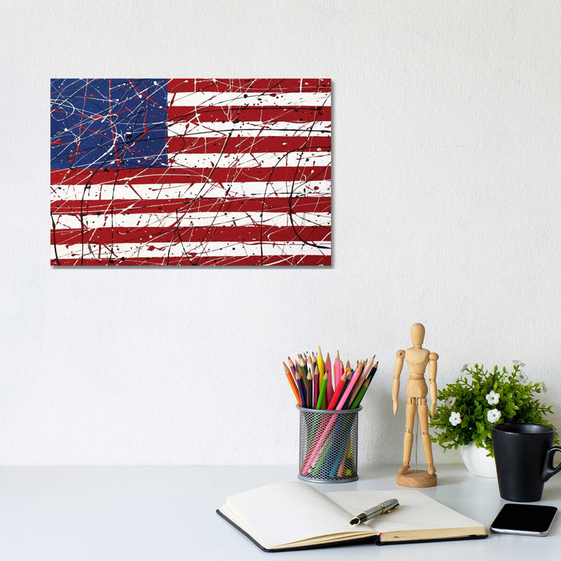 American Flag I by Martin James - Painting on Canvas, Wrapped Canvas, 20.32cm H x 30.48cm W x 1.91cm D
