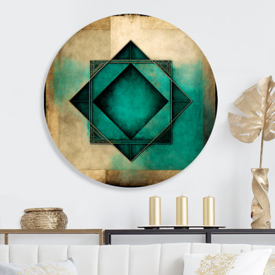«Impermanence Japanese Vintage Art III», art mural rond abstrait géométrique sur métal