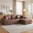 Modern Compression Sectionals Faux Leather Spacious L Shaped Sofa for Home