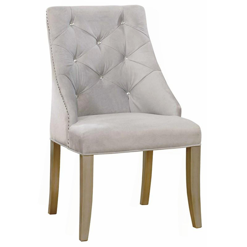 Chaise d'appoint de style transitionnel 2 pièces avec garniture cloutée et dossier capitonné