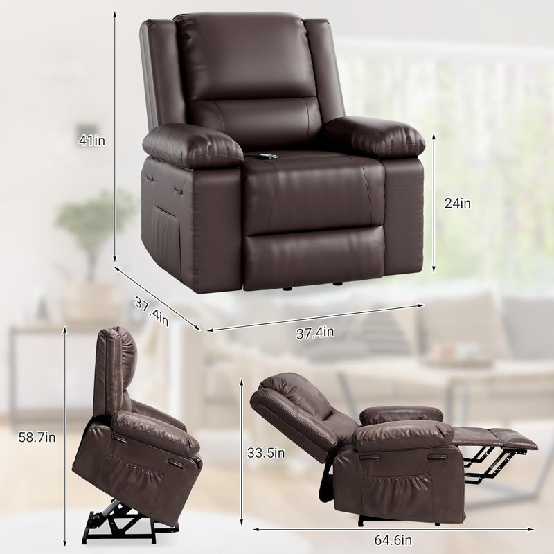 Fauteuil inclinable électrique avec massage et chaleur, Noyer