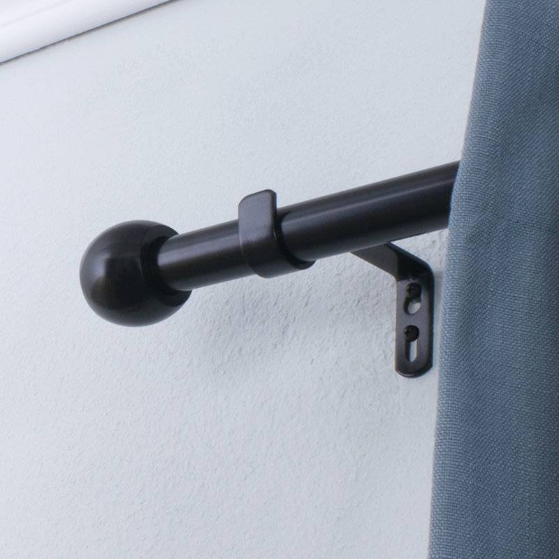 Tringle à rideaux simple réglable en métal Vrinda, l 36 po, Noir