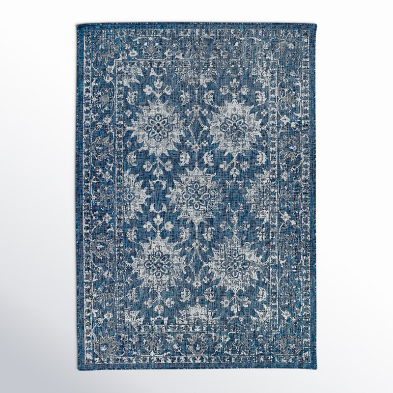 Tapis d'intérieur / extérieur bleu marine Kaed, Rectangle 6 pi 6 po x 9 pi 4 po