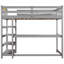 Lit mezzanine simple gris avec rangement et tablette - Bois massif pour l'efficacité de la chambre à coucher-1636576843-1636576842
