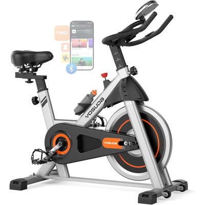 FED Fitness EB1 Exercise Bike, 300 lb Capacity, Friction Resistance, Low Noise and Tablet Holder with App