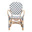 Fauteuil Botir en rotin bleu / blanc / brun
