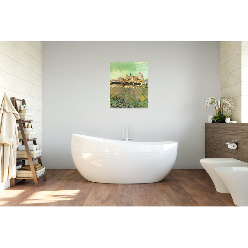 View of Sainte Maries By Van Gogh Vincent 80cm H X 60cm W CrystalArt Material Acrylic Glass Effect, Frameless Panel Lightweight Ready to Hang