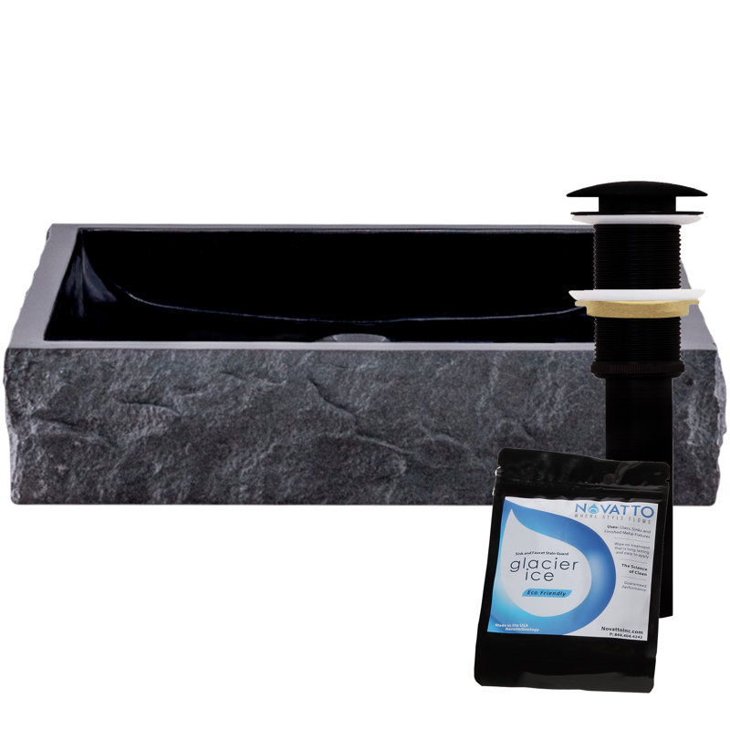 Novatto 18'' Granite Square Bathroom Sink, Matte Black