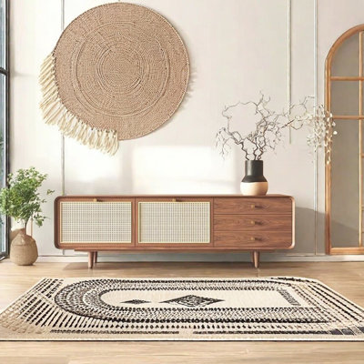 Retro rattan design sense TV cabinet