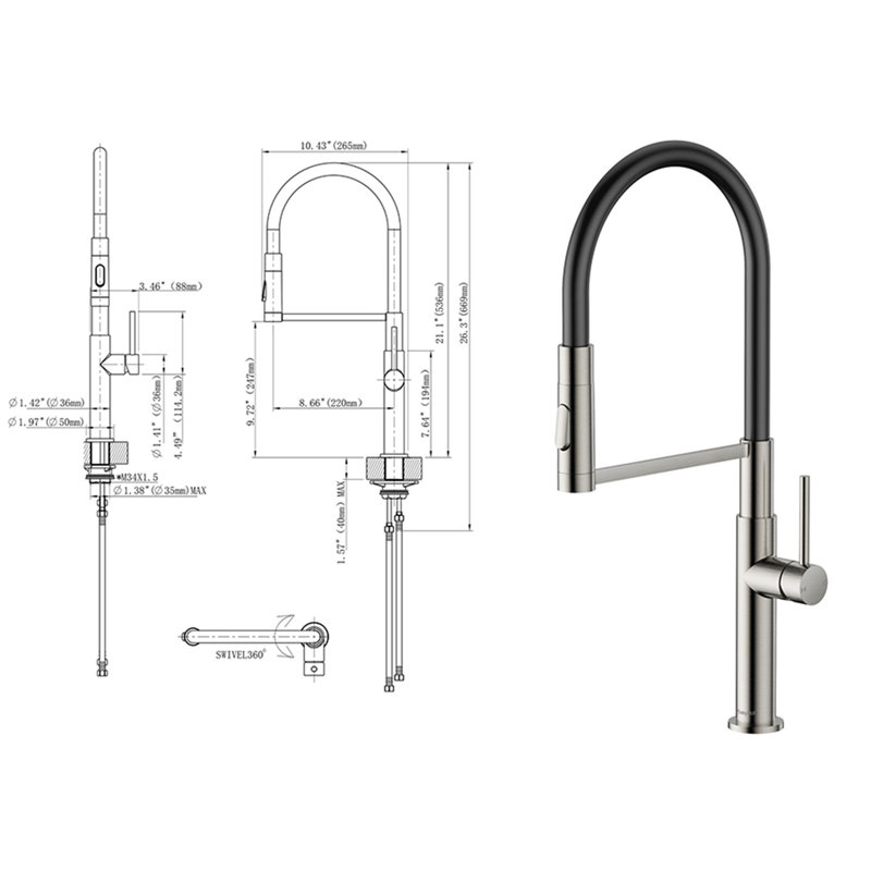 TONWIN Kitchen Faucet, Brushed Nickel