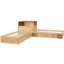 Lit plateforme simple en L avec lit gigogne, armoires de rangement, bureau et lumière DEL - Lit d'angle peu encombrant, naturel-1820257803