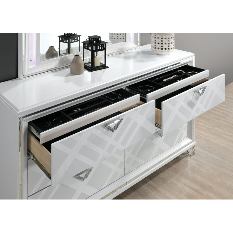 Waldrup 64.5'' W 6 - Drawer Dresser, White