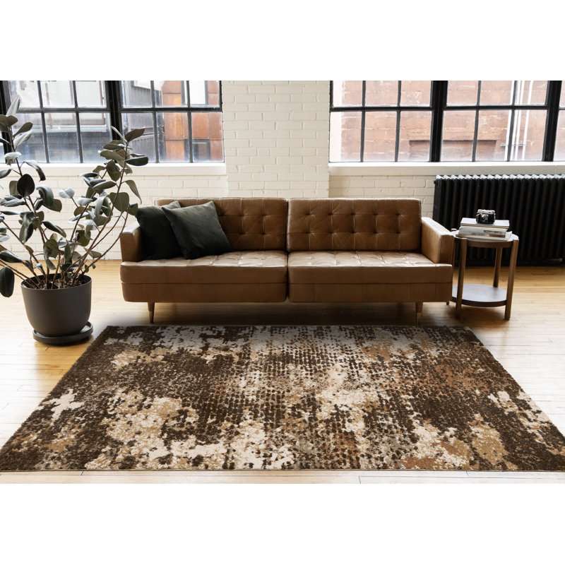 Tapis brun doux résistant aux taches, 5 pi 3 po x 7 pi 7 po